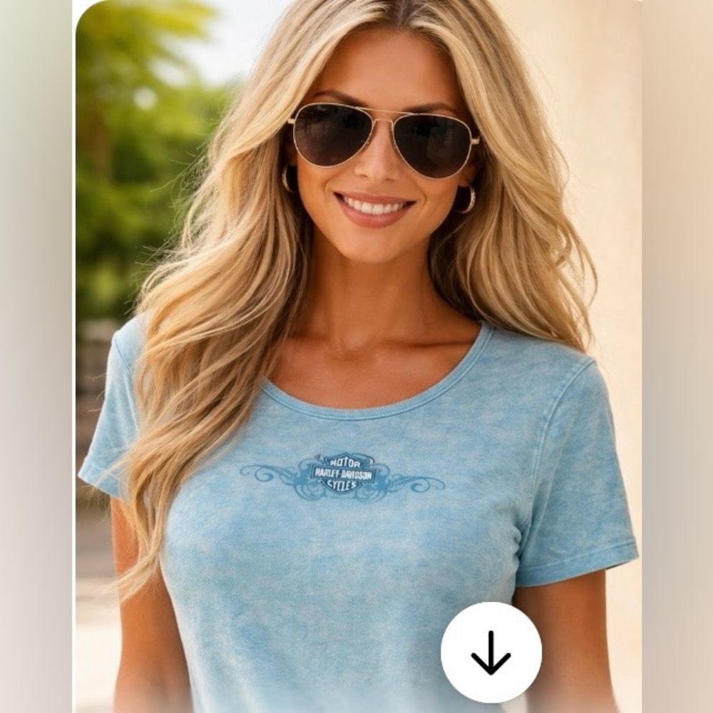Harley-Davidson Women's Light Green/White Short Sleeve Tee.